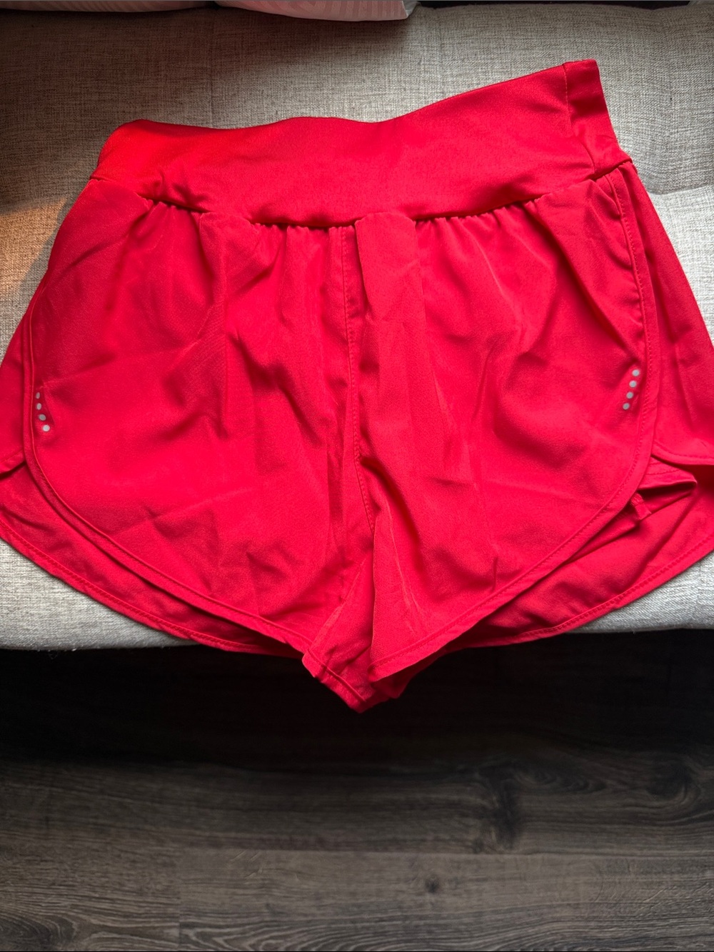 Amazon Women's Bright Red Athletic Shorts with High Waist